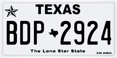 TX license plate BDP2924