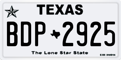 TX license plate BDP2925