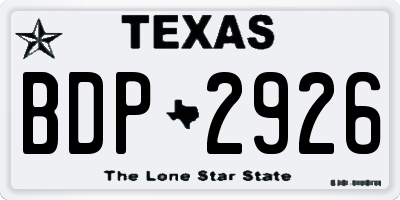 TX license plate BDP2926