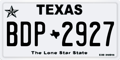 TX license plate BDP2927