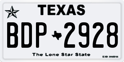 TX license plate BDP2928