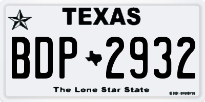 TX license plate BDP2932