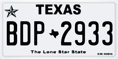 TX license plate BDP2933