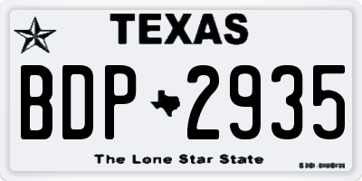 TX license plate BDP2935
