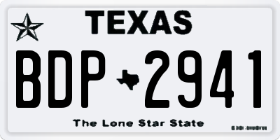 TX license plate BDP2941