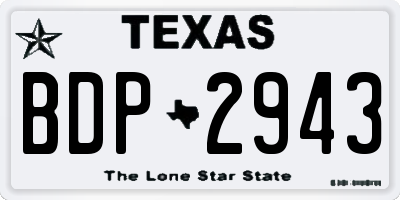 TX license plate BDP2943