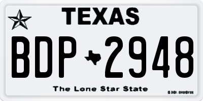 TX license plate BDP2948