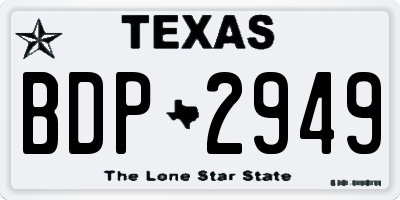 TX license plate BDP2949