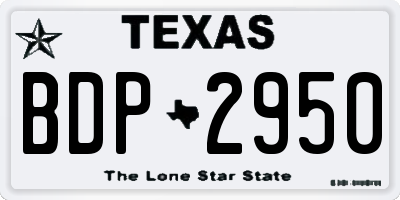 TX license plate BDP2950