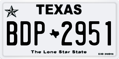 TX license plate BDP2951