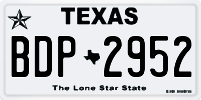 TX license plate BDP2952