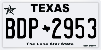 TX license plate BDP2953