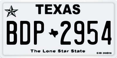 TX license plate BDP2954
