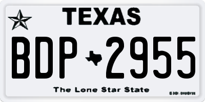 TX license plate BDP2955