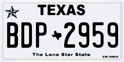 TX license plate BDP2959