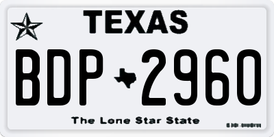 TX license plate BDP2960