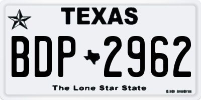 TX license plate BDP2962