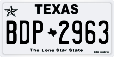 TX license plate BDP2963