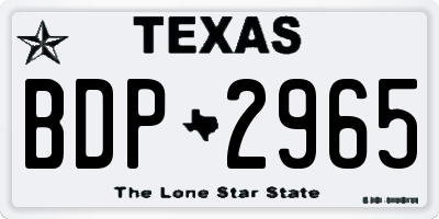 TX license plate BDP2965