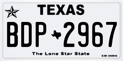 TX license plate BDP2967