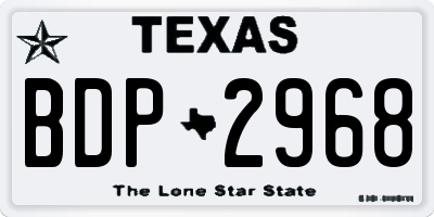 TX license plate BDP2968