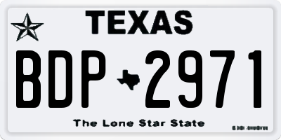 TX license plate BDP2971