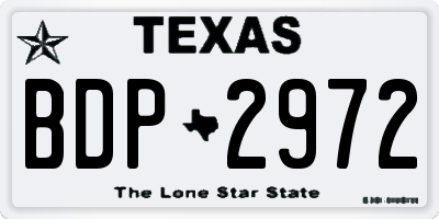 TX license plate BDP2972