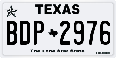 TX license plate BDP2976
