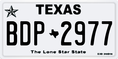 TX license plate BDP2977