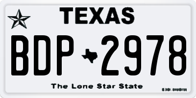 TX license plate BDP2978