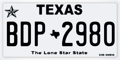 TX license plate BDP2980