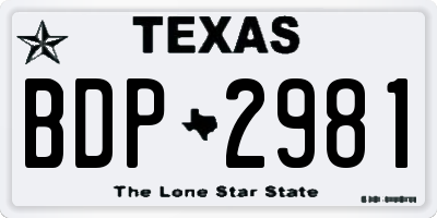 TX license plate BDP2981
