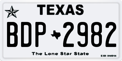 TX license plate BDP2982