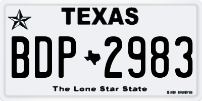 TX license plate BDP2983