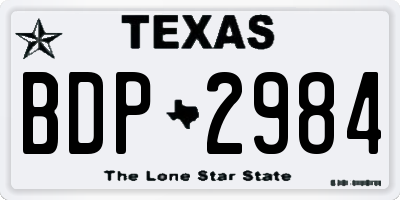 TX license plate BDP2984