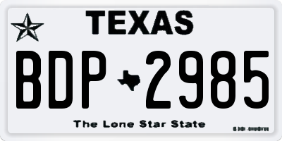 TX license plate BDP2985