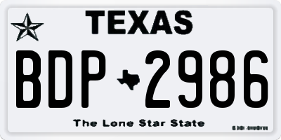 TX license plate BDP2986