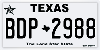 TX license plate BDP2988