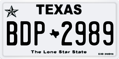 TX license plate BDP2989