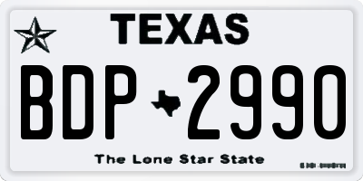 TX license plate BDP2990