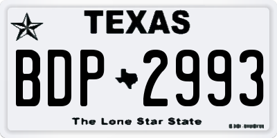 TX license plate BDP2993