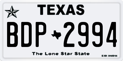 TX license plate BDP2994