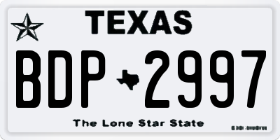 TX license plate BDP2997