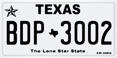 TX license plate BDP3002