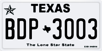 TX license plate BDP3003