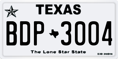 TX license plate BDP3004