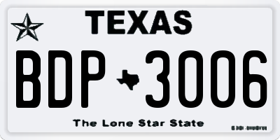 TX license plate BDP3006