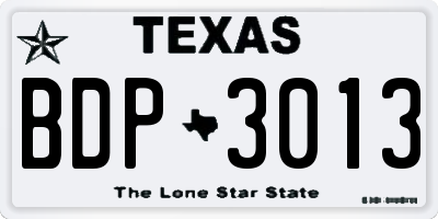 TX license plate BDP3013