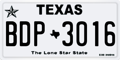 TX license plate BDP3016