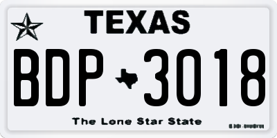 TX license plate BDP3018